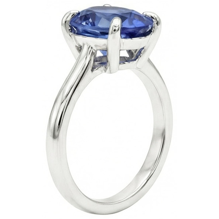 Goutte Saphir Bleu Bleuet bague en Or 14K Blanc – vue de côté