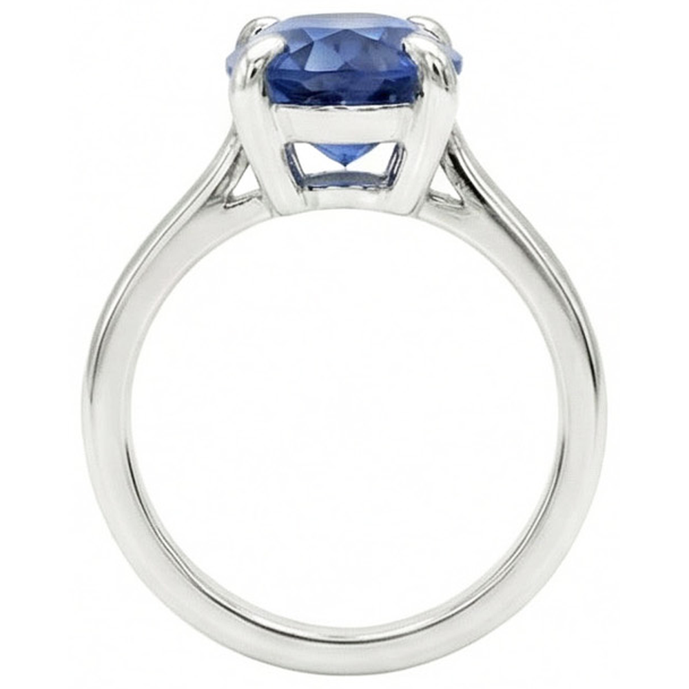 Saphir Bleu Bleuet Goutte Bague avec Gemme en Or 14K Blanc – vue de profil