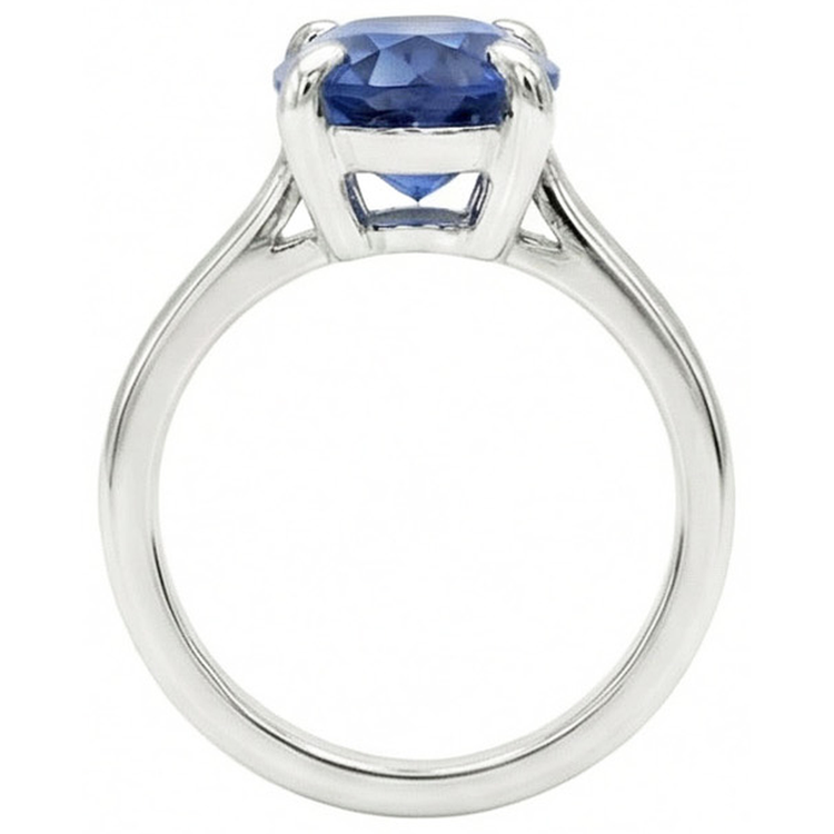 Saphir Bleu Bleuet Goutte Bague avec Gemme en Or 14K Blanc – vue de profil