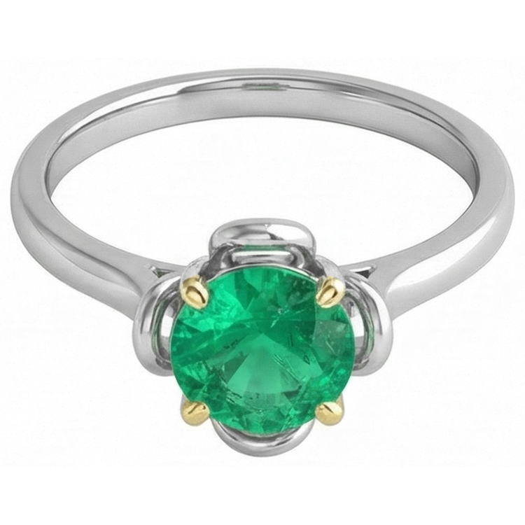 Artisanal Émeraude Bague Pierre Précieuse 2 carats – vue de côté