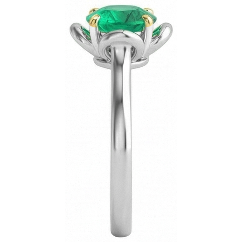 Émeraude Bague Pierre Précieuse 2-carats Or 14K Bicolore – vue de dessus