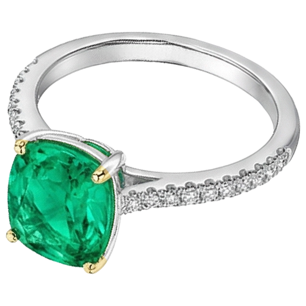 De luxe Émeraude Colombienne Bague Pierre Précieuse 2,50 carats – vue de côté