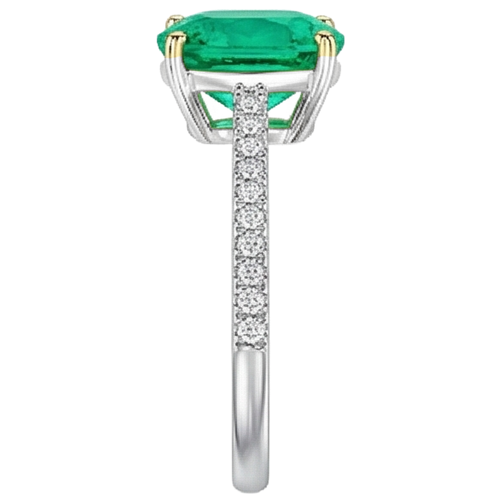 De luxe Émeraude Colombienne Bague Pierre Précieuse 2,50 carats – vue de dessus