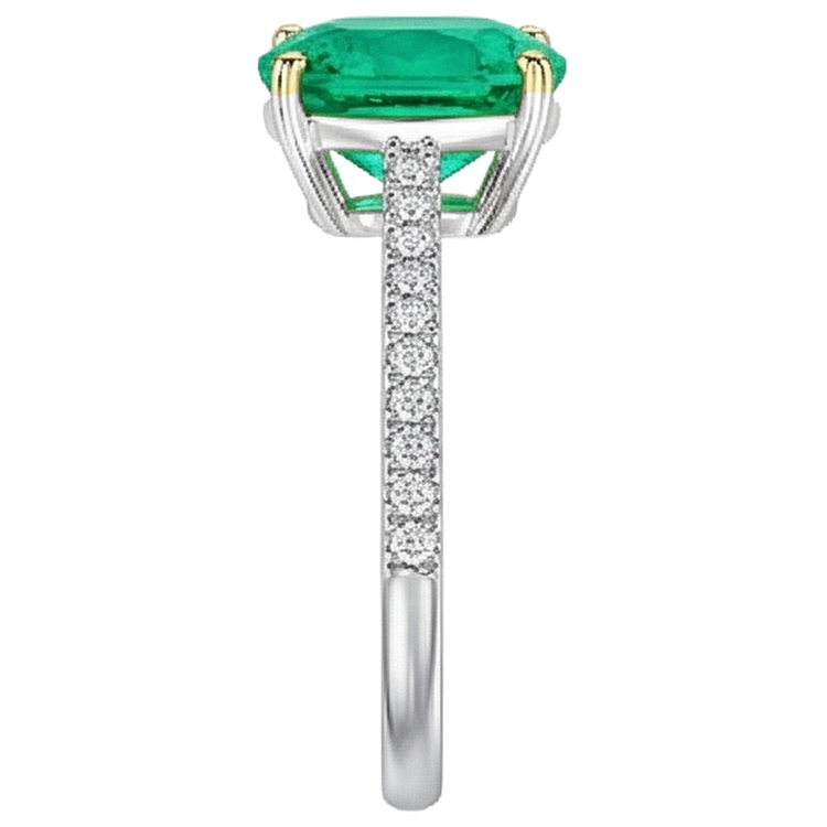 De luxe Émeraude Colombienne Bague Pierre Précieuse 2,50 carats – vue de dessus