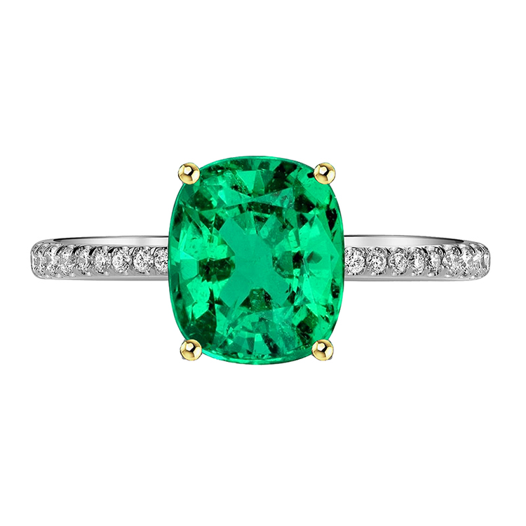 Émeraude Colombienne Bague Pierre Précieuse 2,50 carats Or Deux Tons 14 Carats – vue principale