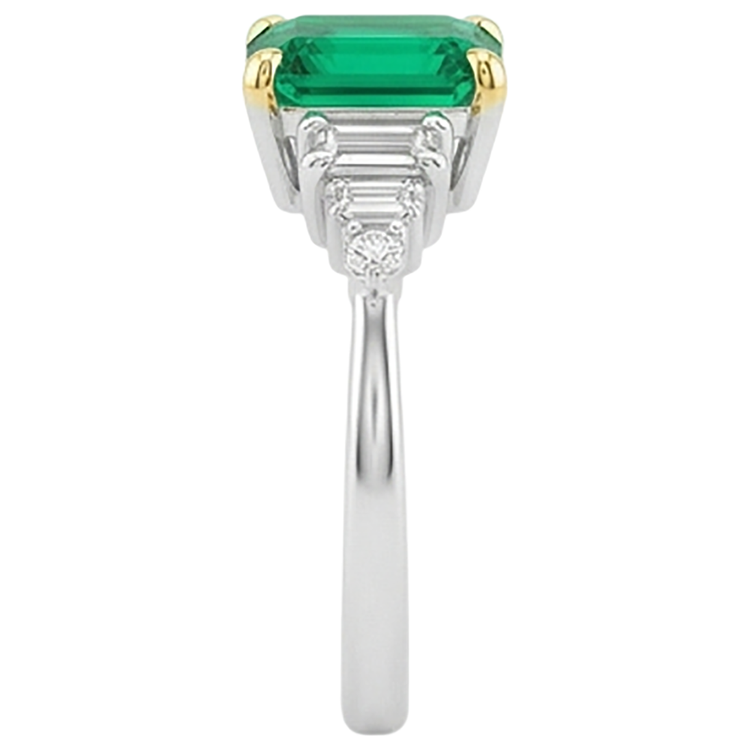 Artisanal Émeraude Bague Pierre de Couleur 2 carats – vue de dessus