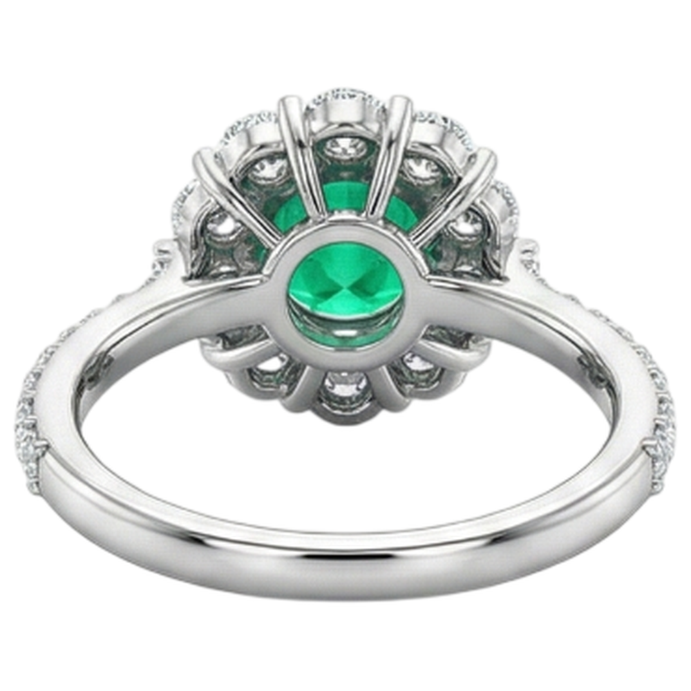 Bague Pierre Précieuse Or 14K Bicolore avec Émeraude – vue détaillée
