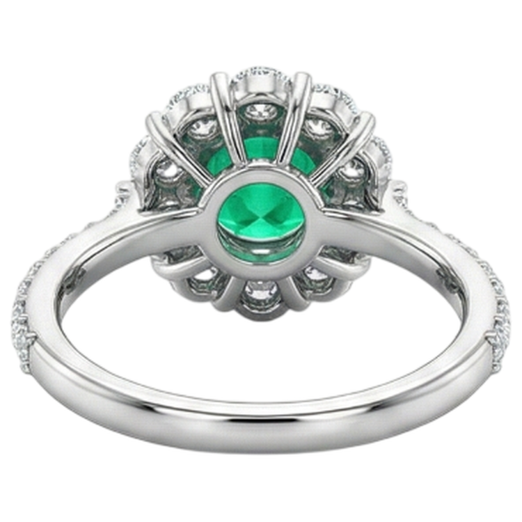 Bague Pierre Précieuse Or 14K Bicolore avec Émeraude – vue détaillée