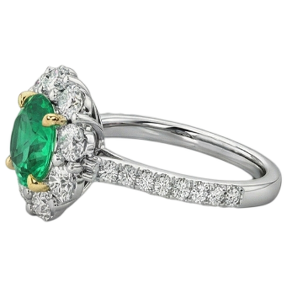 De luxe Émeraude Bague Pierre Précieuse 2 carats – vue de côté