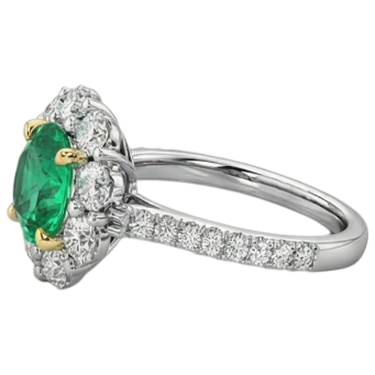 De luxe Émeraude Bague Pierre Précieuse 2 carats – vue de côté
