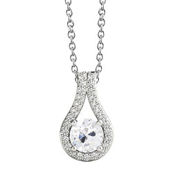 Coussin Antique Diamant Pendentif en Or Blanc 14 Carats – 2,50