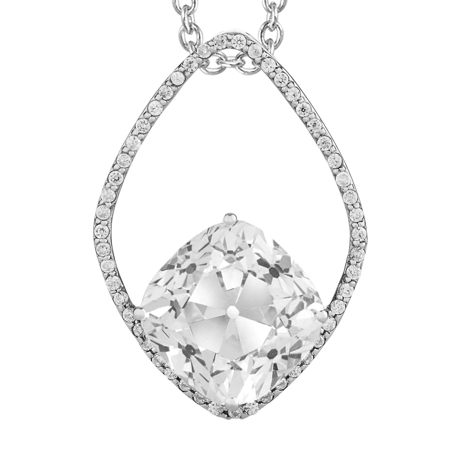 Taille Coussin Diamant bague en Or Blanc 14 Carats – vue principale