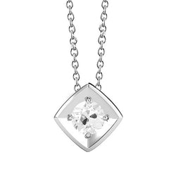 1 carats Diamant Fin Pendentif en Or Blanc 14 Carats