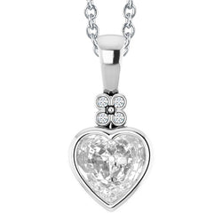 Pendentif Or 14K Blanc – Diamant Fin Taille Cœur 3,50 carats
