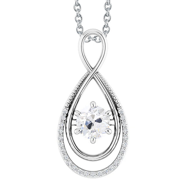 Pendentif Or Blanc 14 Carats avec Diamant Fin – vue principale