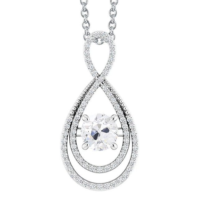 Brillant Coussin Antique Collier Pendentif en Or 14K Blanc – vue principale