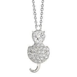 Pendentif Or 14K Blanc avec Diamant Fin – 1 carats
