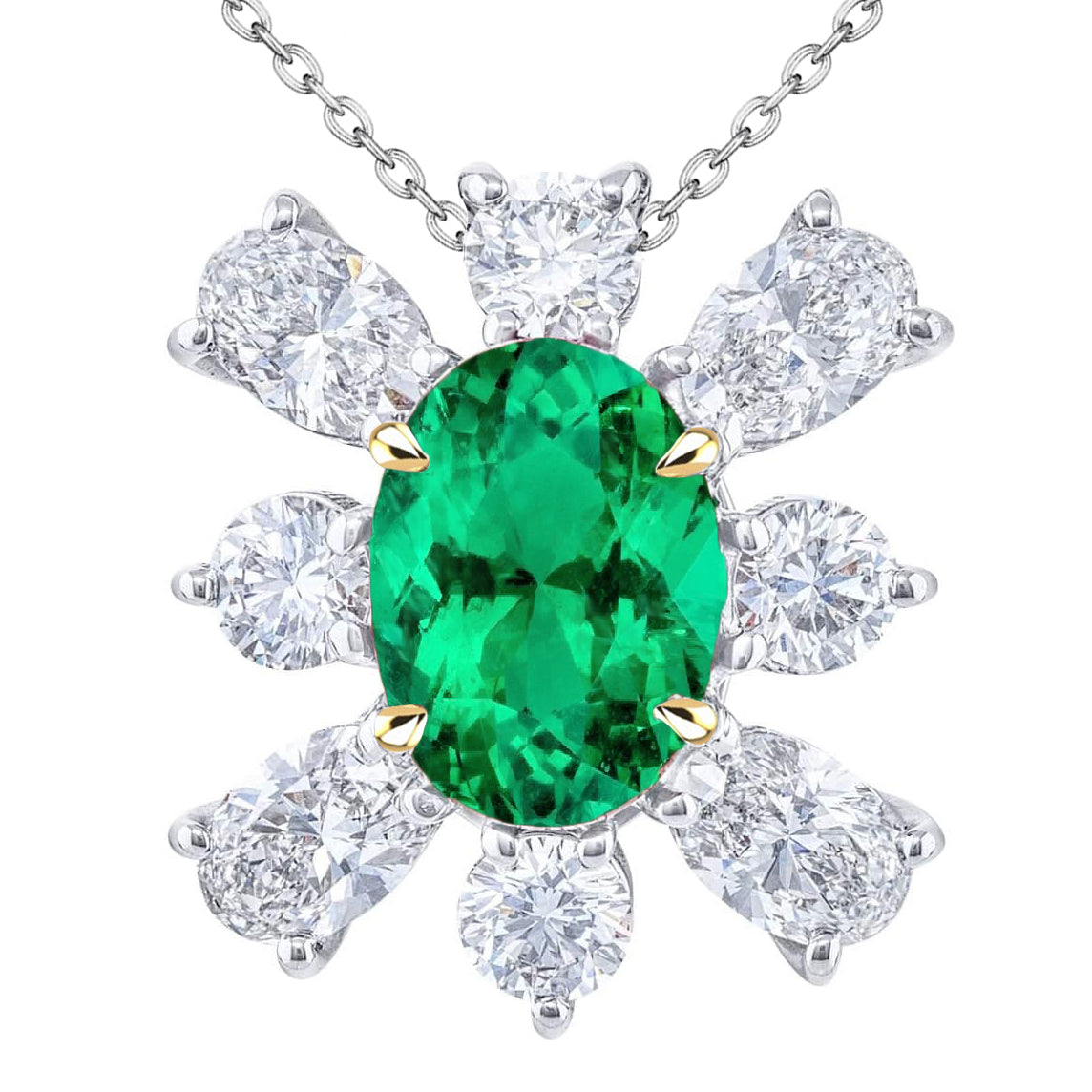 Signature Émeraude Colombienne Collier Pendentif Pierre 6 carats – vue principale