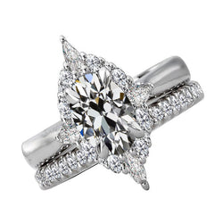 Brillant Old European Bague de Demande 4 carats en Or 14K Blanc