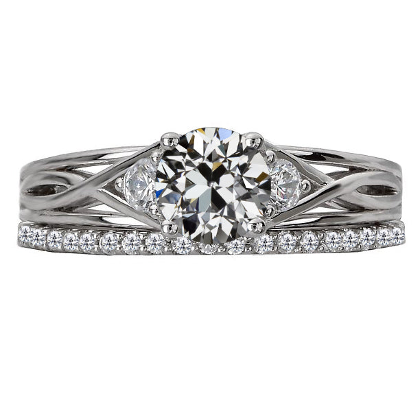 Diamant Fin Coussin Antique Anniversary Ring en Or Blanc 14 Carats – vue principale