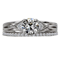 Or Blanc 14 Carats Taille Old Mine Diamant Fin Anniversary Ring