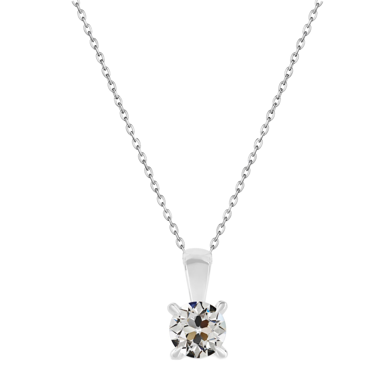Diamant Fin Collier Pendentif 1 carats Or Blanc 14 Carats – vue principale