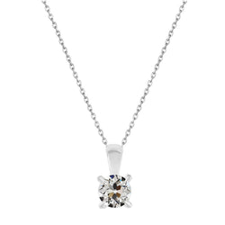 1 carats Diamant Fin Collier Pendentif en Or Blanc 14 Carats