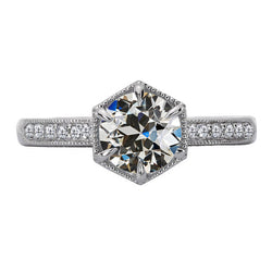 Taille Old Mine Diamant Anniversary Ring 2 carats – Or 14K Blanc