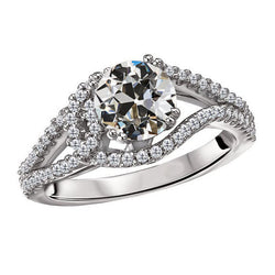 Coussin Antique Diamant Anniversary Ring 2 carats – Or Blanc 14