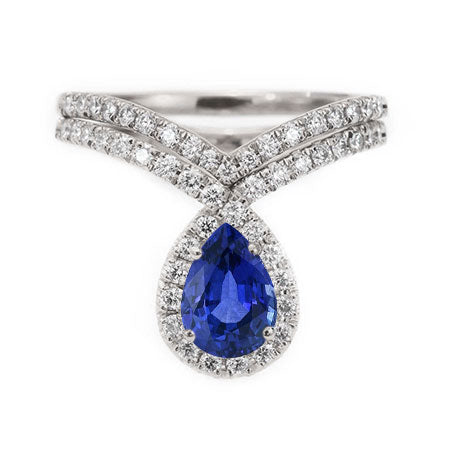 Brillant Saphir Bleu Bague Pierre Précieuse 3,50 carats – vue principale
