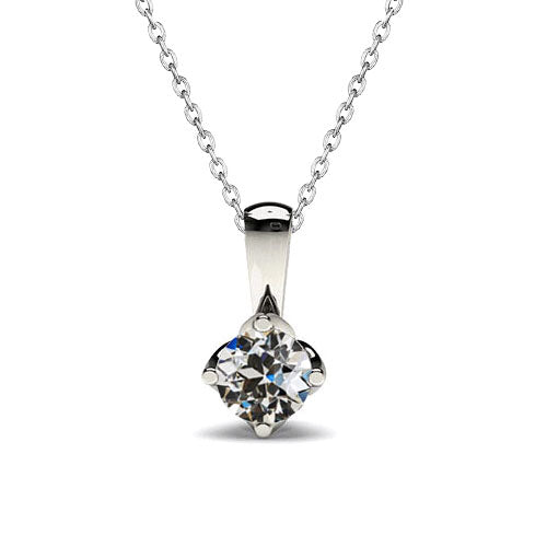 Diamant Fin Taille Old Mine Pendentif en Or 14K Blanc – vue principale
