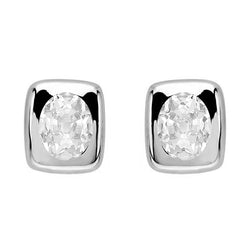 Or 14K Blanc Brillant Puces d'Oreilles – 6-carats Coussin Antique