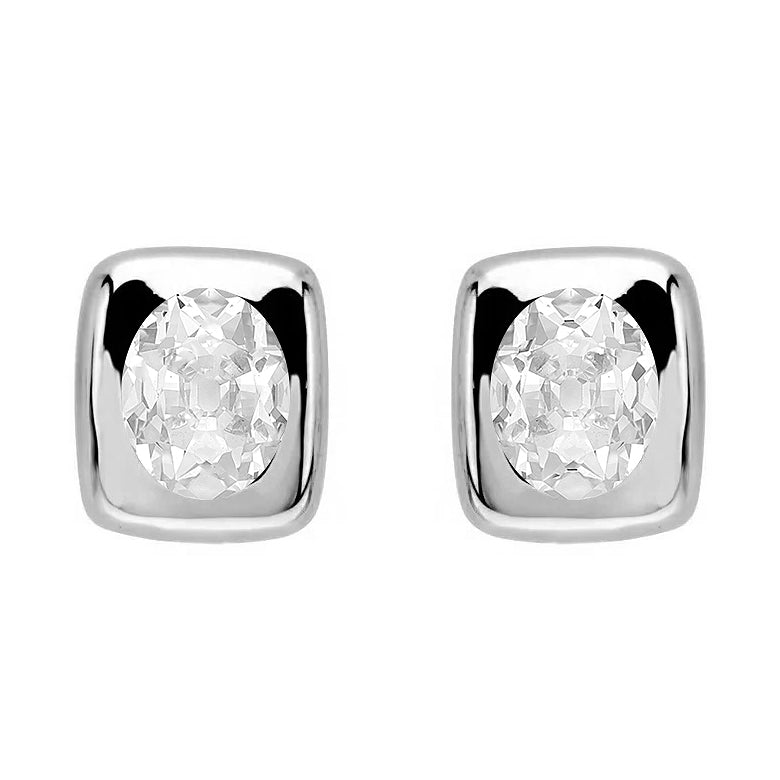 Puces d'Oreilles Or 14K Blanc avec Brillant – vue principale