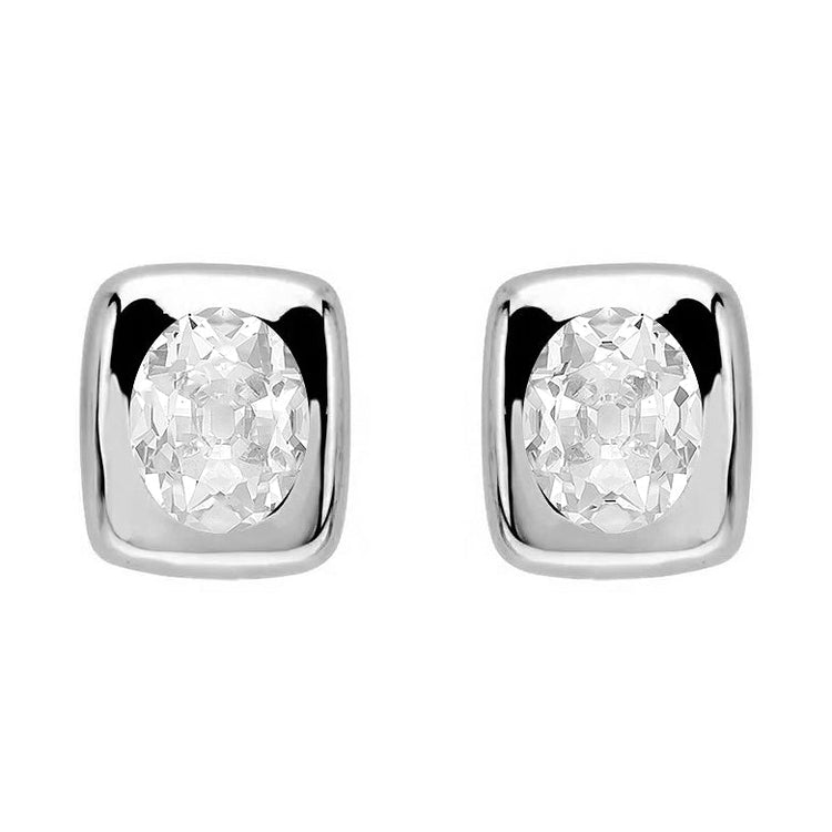 Puces d'Oreilles Or 14K Blanc avec Brillant – vue principale