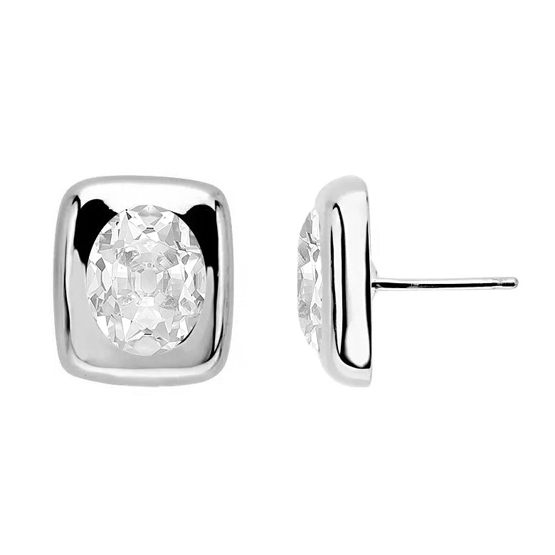 Brillant Puces d'Oreilles 6 carats Or 14K Blanc – vue de face