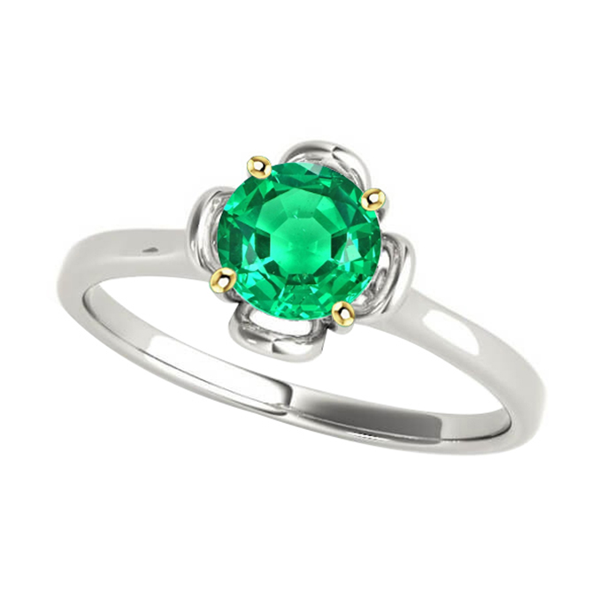 Émeraude Bague Pierre Précieuse 2-carats Or 14K Bicolore – vue principale