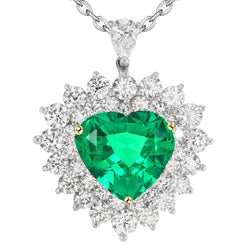 Sophistiqué Collier Pendentif Pierre avec Émeraude Certifié GIA