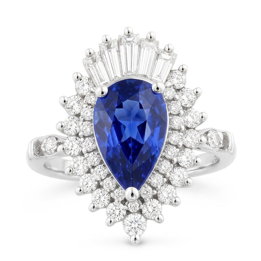 Goutte Saphir Bleu Bleuet Bague avec Gemme – 4 carats en Or