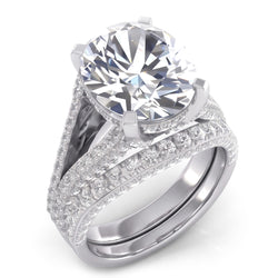 Grand Ovale Réel Diamant Anneau de Mariage Et Ensemble de Bande