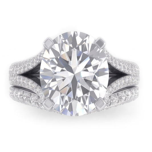 Grand Ovale Réel Diamant Anneau de Mariage Et Ensemble de Bande