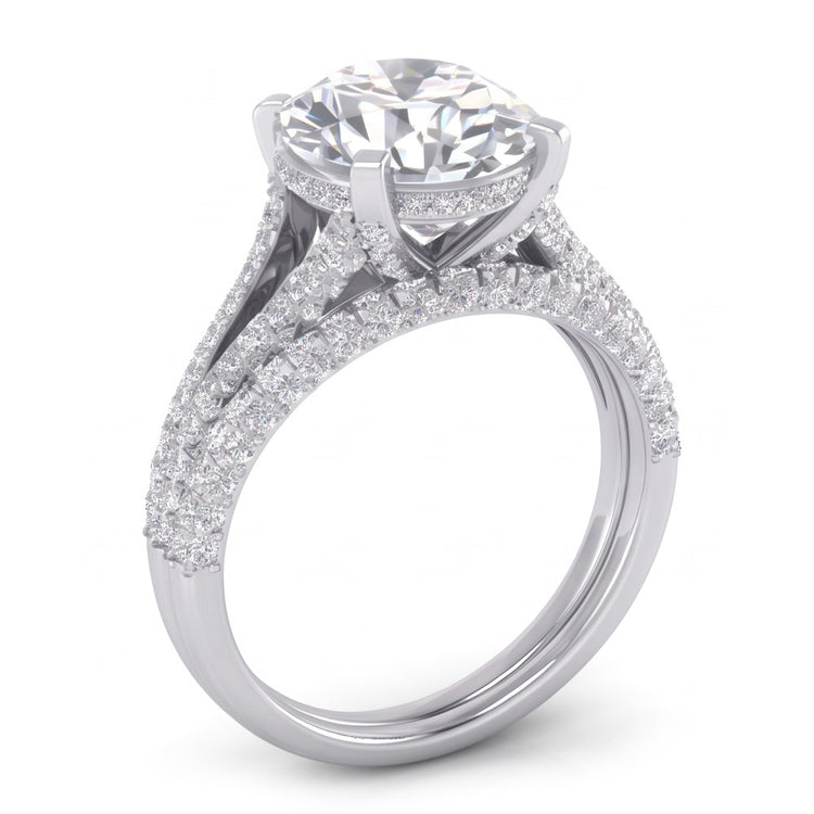 Grand Ovale Réel Diamant Anneau de Mariage Et Ensemble de Bande
