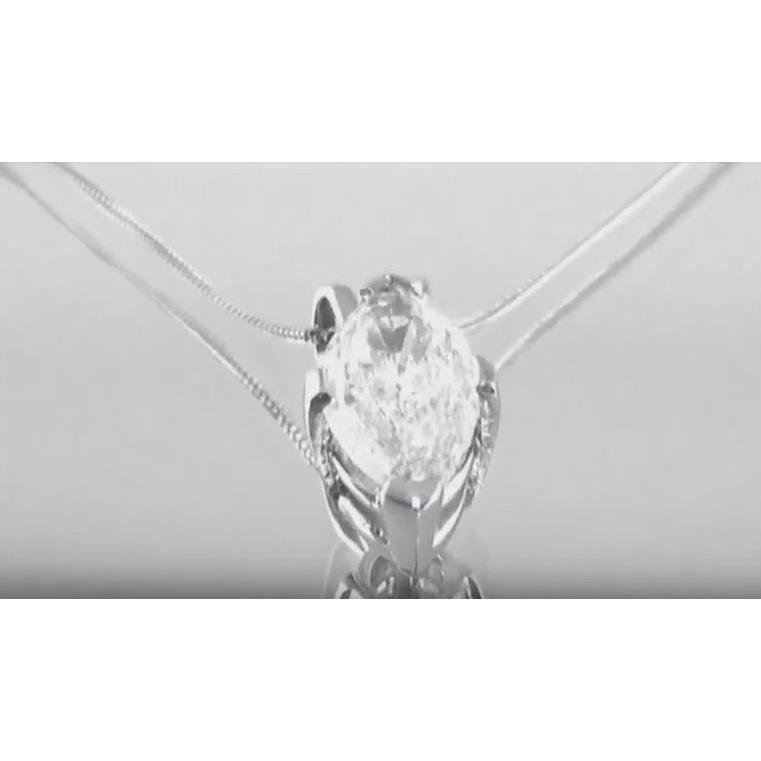 Grand Solitaire Marquise Naturel Diamant Collier Pendentif 5 Ct. Bijoux blancs
