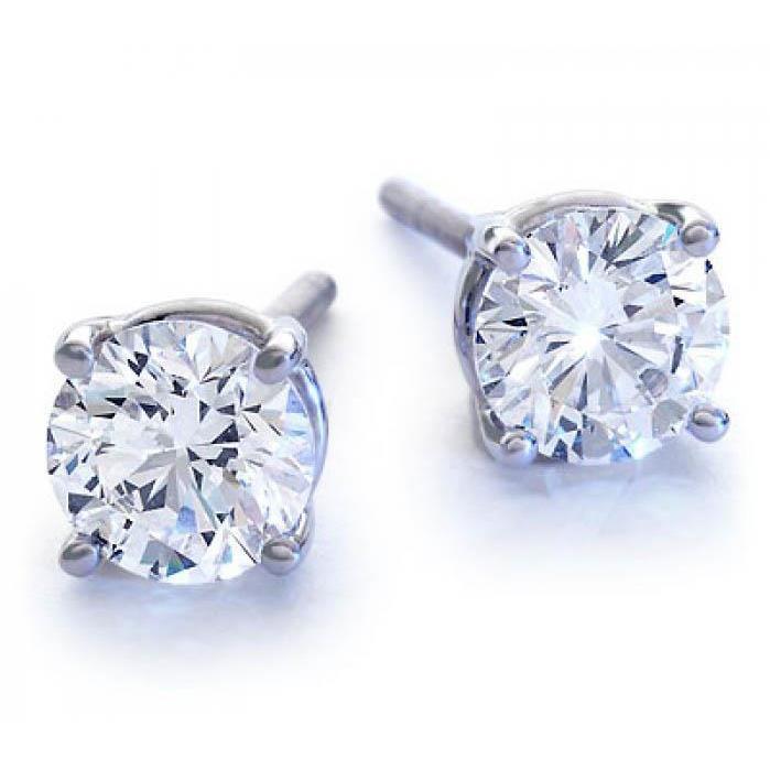 Grand Solitaire Véritable Diamant Rond 5 Ct. Boucles D'Oreilles En Or Ensemble De Griffes De Bijoux