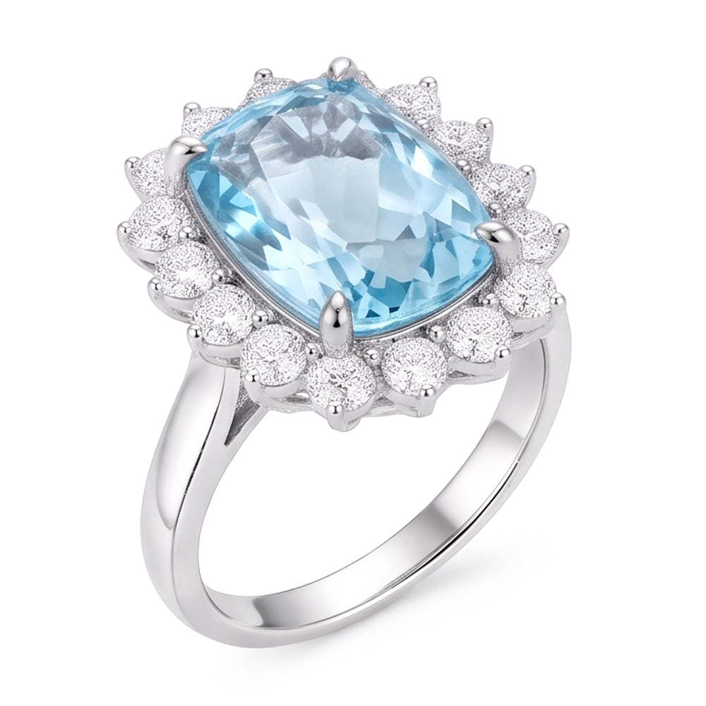 Grande Bague De Cocktail Aigue-Marine