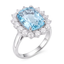 Grande Bague De Cocktail Aigue-Marine