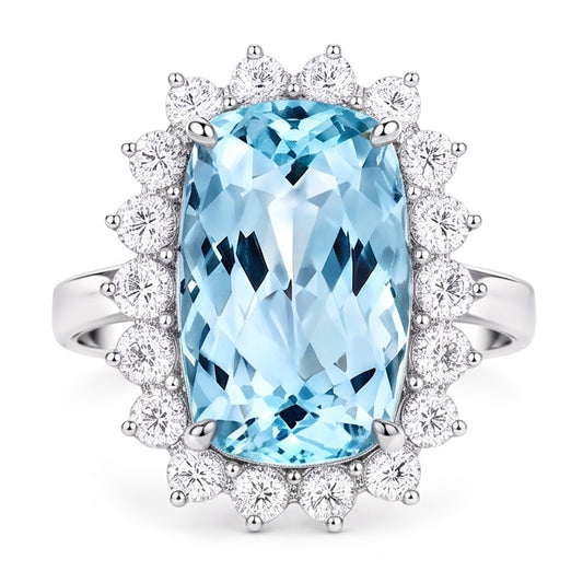 Grande Bague De Cocktail Aigue-Marine