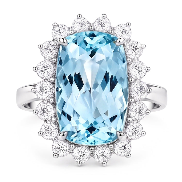 Grande Bague De Cocktail Aigue-Marine