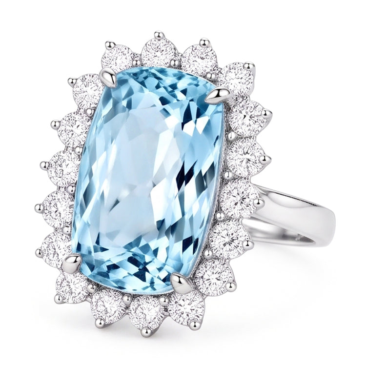 Grande Bague De Cocktail Aigue-Marine