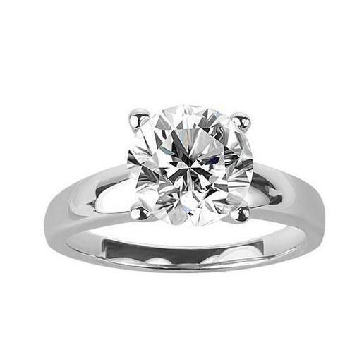 Grande Bague De Fiançailles Véritable Diamant Solitaire Taille Brillant 3 Ct