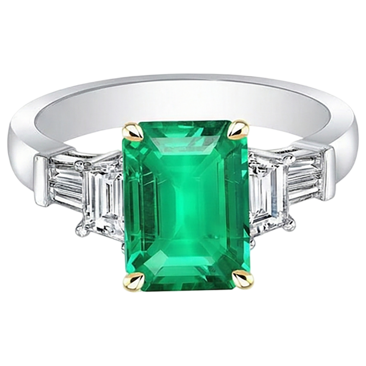 Grande Bague en Pierre Précieuse Emeraude Verte Diamant Extrait de la Terre Naturelle Bijoux Femmes